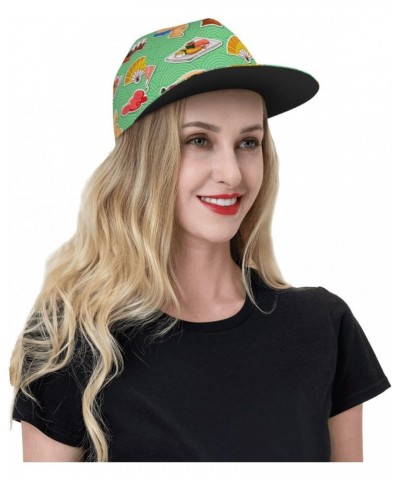 Unisex Adjustable Flat Brim Cap Sumo-Japanese-Sushi Baseball Cap Cool Snapback Hat for Men Women Black $15.86 Baseball Caps