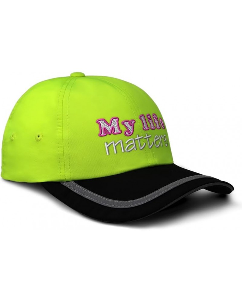 Reflective Running Hat My Life Matters Polyester Soft Neon Hunting Baseball Cap Neon Yellow Black $14.21 Rain Hats