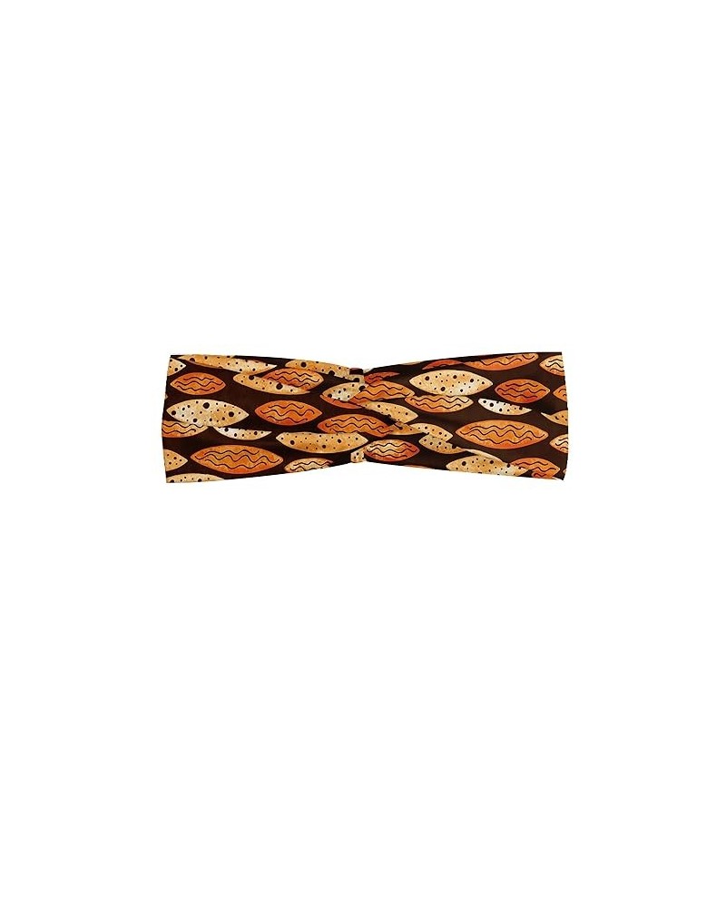 Abstract Headband for Women, Geometrical Pattern with Orange Watercolor Shapes Spots Waves Hand Drawn Art, Elastic Comfy Hair...