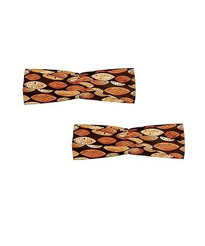 Abstract Headband for Women, Geometrical Pattern with Orange Watercolor Shapes Spots Waves Hand Drawn Art, Elastic Comfy Hair...