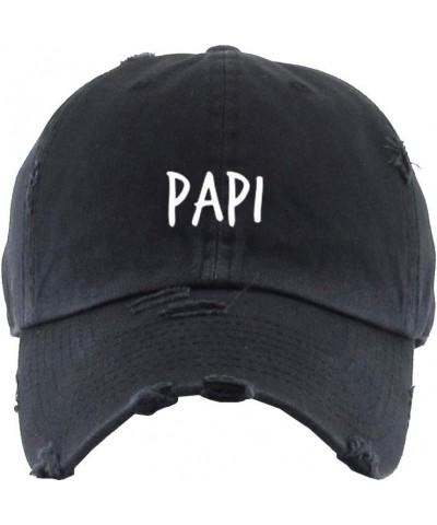 Papi Vintage Baseball Cap Embroidered Cotton Adjustable Distressed Dad Hat Brush Black $10.50 Baseball Caps