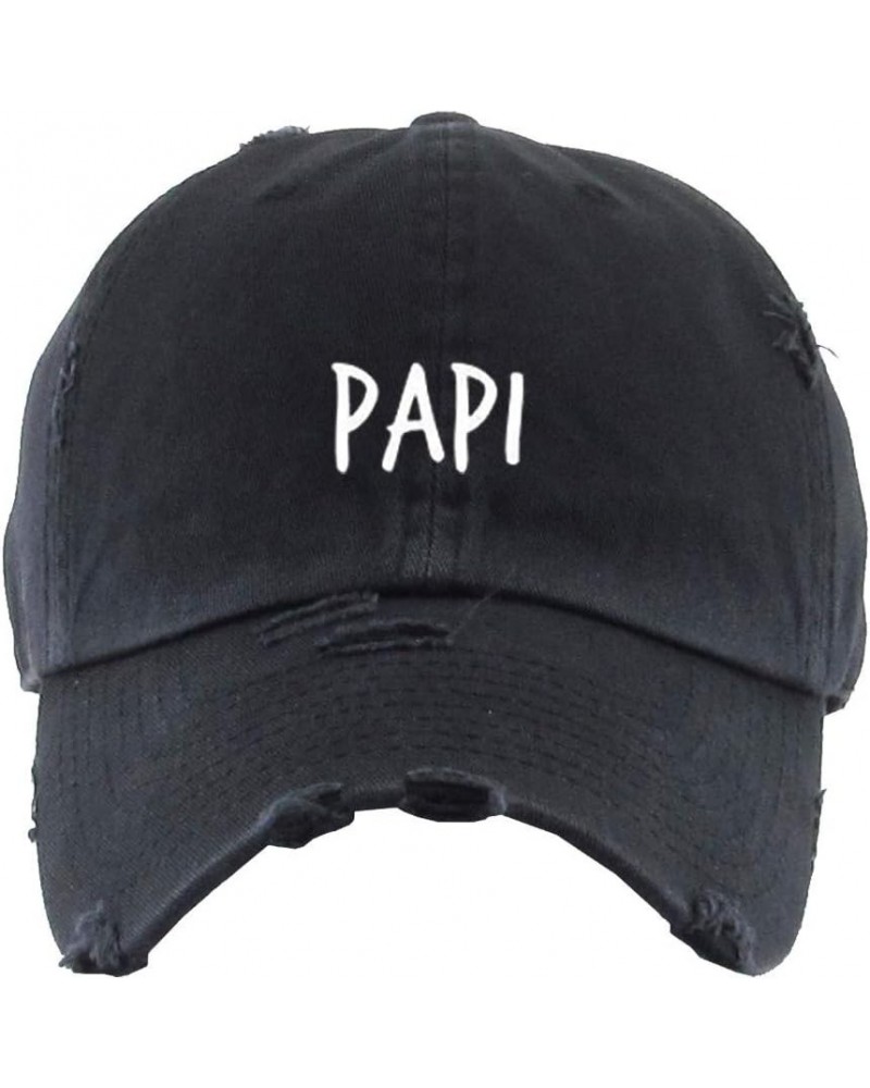 Papi Vintage Baseball Cap Embroidered Cotton Adjustable Distressed Dad Hat Brush Black $10.50 Baseball Caps