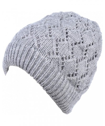 BYOS Womens Winter Knit Plush Fleece Lined Beanie Ski Hat Sk Skullie Various Styles Diamond Gray $12.34 Skullies & Beanies