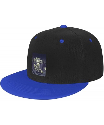 Halloween Horror Skeleton Baseball Cap for Men Women Snapback Hat Adjustable Flat Bill Hats Blue $9.89 Baseball Caps