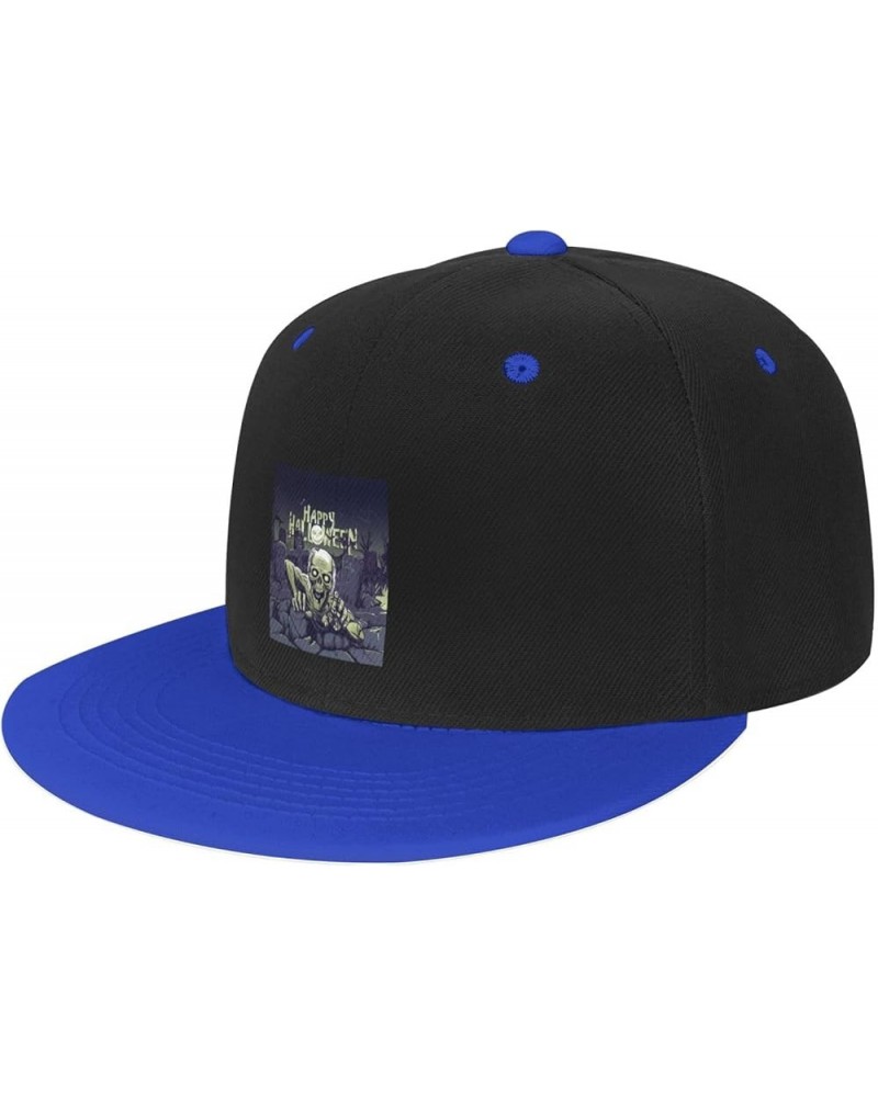 Halloween Horror Skeleton Baseball Cap for Men Women Snapback Hat Adjustable Flat Bill Hats Blue $9.89 Baseball Caps