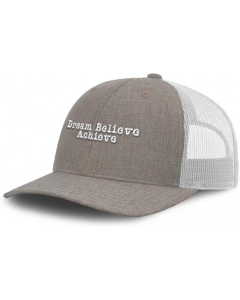 Trucker Hat Baseball Cap Dream Believe Achieve B Cotton Dad Hats for Men & Women Heather Khaki White $14.81 Baseball Caps