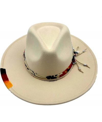 Wide Brim Fedora Hats for Men Women Classic Felt Panama Hat with Band Sun Protection Western Outdoor hat Beige $16.31 Fedoras