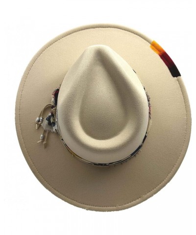 Wide Brim Fedora Hats for Men Women Classic Felt Panama Hat with Band Sun Protection Western Outdoor hat Beige $16.31 Fedoras