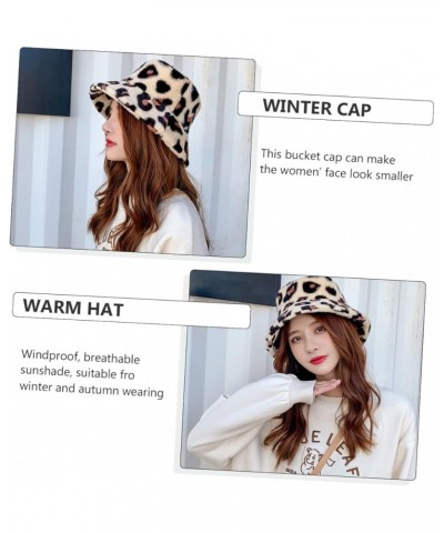 2pcs Leopard Bucket Hat Leopard Fisherman Cap Wide Bucket Hat Leopard Print Gifts Fuzzy Bucket Hat As Shown $15.18 Bucket Hats