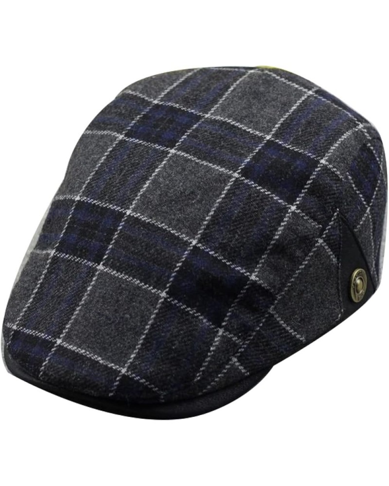 Mens Striped Plaid Flat Gatsby Newsboy Hats Autumn Winter Retro Peaked Beret Cap Casual Cabbie Caps for Men Blue-plaid $13.49...