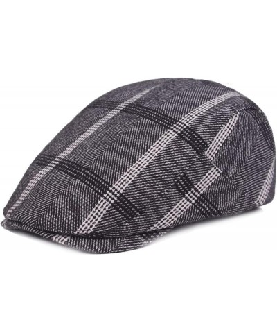 Mens Striped Plaid Flat Gatsby Newsboy Hats Autumn Winter Retro Peaked Beret Cap Casual Cabbie Caps for Men Blue-plaid $13.49...