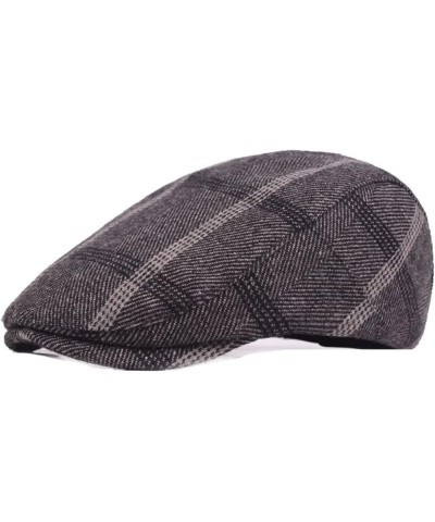 Mens Striped Plaid Flat Gatsby Newsboy Hats Autumn Winter Retro Peaked Beret Cap Casual Cabbie Caps for Men Blue-plaid $13.49...