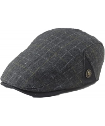 Mens Striped Plaid Flat Gatsby Newsboy Hats Autumn Winter Retro Peaked Beret Cap Casual Cabbie Caps for Men Blue-plaid $13.49...