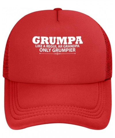 Grumpa Like A Regular Grandpa Only Grumpier Baseball Cap for Men Women Adjustable Mesh Trucker Hat Black Red $10.49 Baseball ...