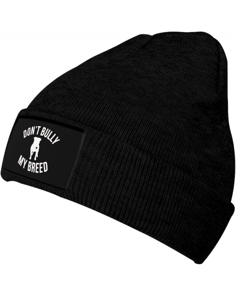 Winter Knit Hat Cap for Men Women, Don't Bully My Breed Unisex Beanie Hat Cuffed Skull Cap Warm Ski Hats Black Black $6.75 Sk...