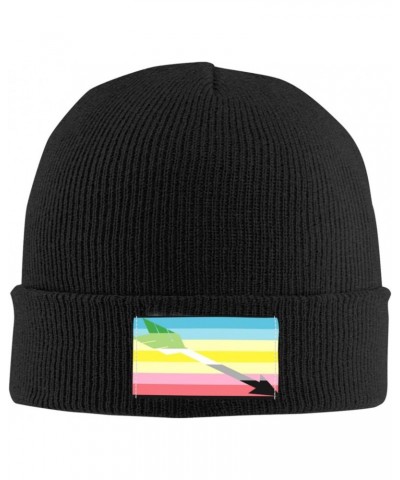 Gray Aromantic Pride Flag Beanie Hats Warm Chunky Cable Knit Hat Slouchy Skull Cap for Women Men $12.52 Skullies & Beanies