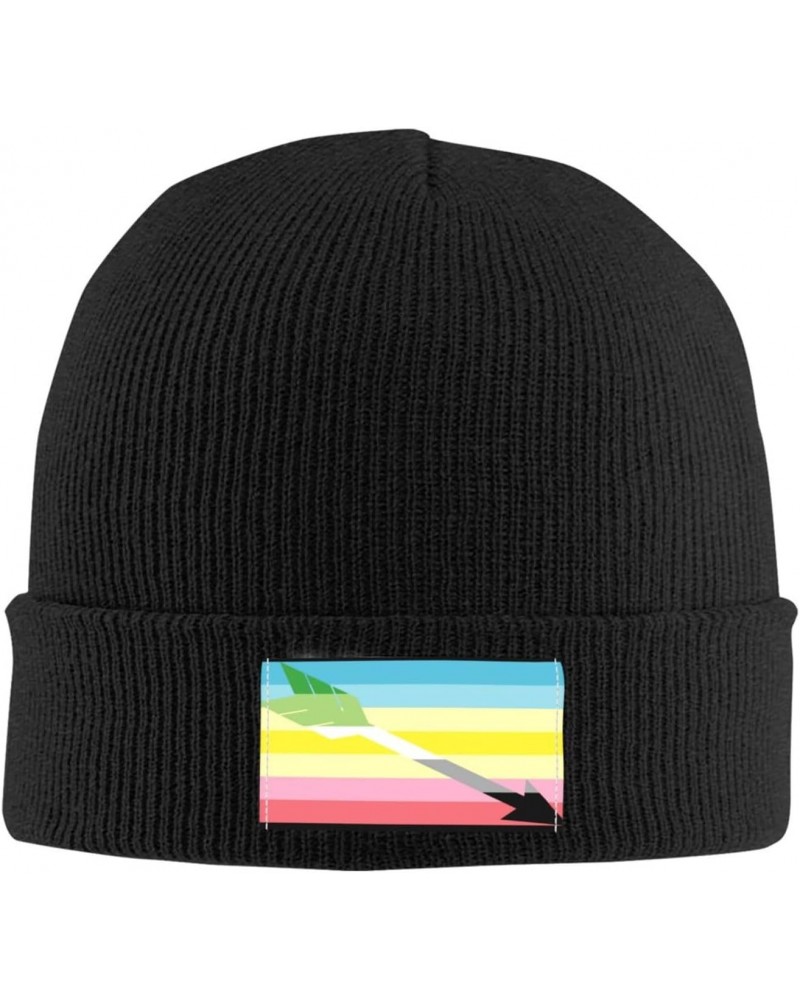 Gray Aromantic Pride Flag Beanie Hats Warm Chunky Cable Knit Hat Slouchy Skull Cap for Women Men $12.52 Skullies & Beanies