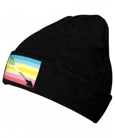 Gray Aromantic Pride Flag Beanie Hats Warm Chunky Cable Knit Hat Slouchy Skull Cap for Women Men $12.52 Skullies & Beanies