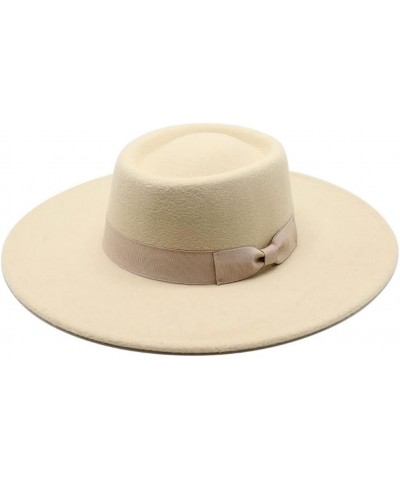 Ladies English Winter Cashmere Wide Brim Fedora Hat With Bow Panama Jazz Hat Wedding Church Hat Black $21.25 Fedoras