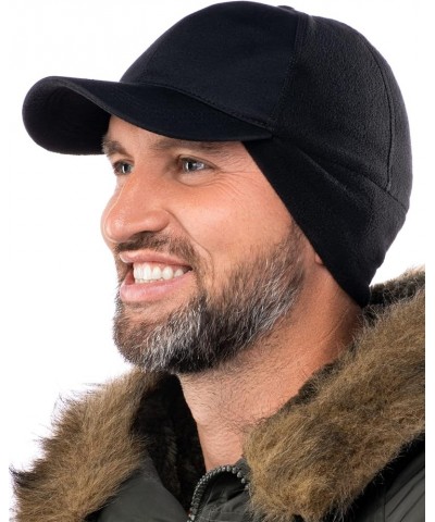 Mens Winter Hat with Earflaps and Visor - Warm Trucker Baseball Cap Hat Black $13.70 Baseball Caps