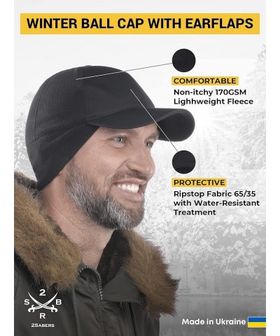 Mens Winter Hat with Earflaps and Visor - Warm Trucker Baseball Cap Hat Black $13.70 Baseball Caps