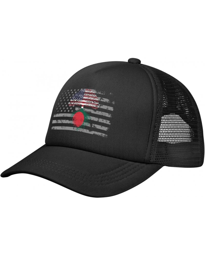 USA American and Bangladesh Bengali Flags Combo Printed Baseball Cap Adjustable Casual Mesh Hats Duck Tongue Hat for Men Wome...