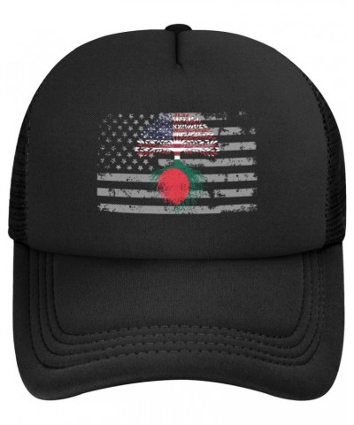 USA American and Bangladesh Bengali Flags Combo Printed Baseball Cap Adjustable Casual Mesh Hats Duck Tongue Hat for Men Wome...