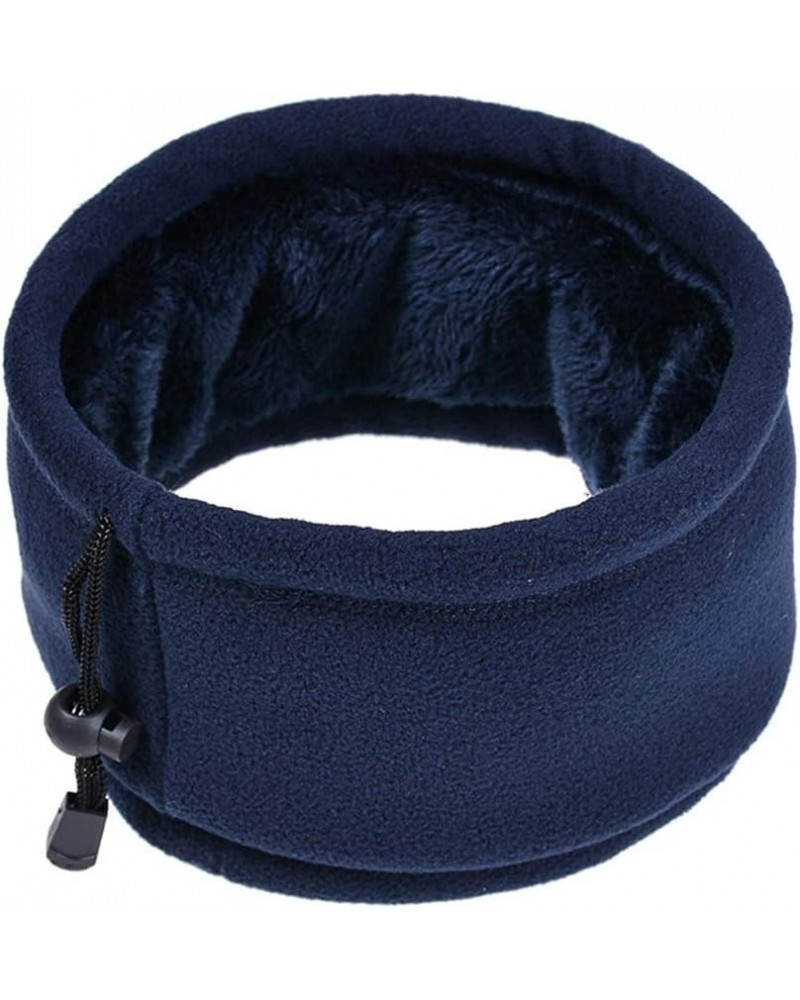 Men Women Fleece Neck Warmer Gaiter Double Layer Plush Lined Thermal Face Scarf Cycling Adjustable Hat Band Navy Blue $6.55 S...