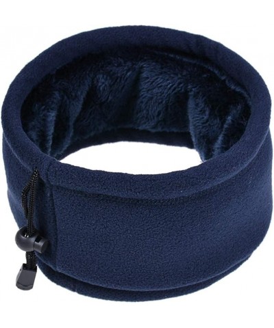 Men Women Fleece Neck Warmer Gaiter Double Layer Plush Lined Thermal Face Scarf Cycling Adjustable Hat Band Navy Blue $6.55 S...