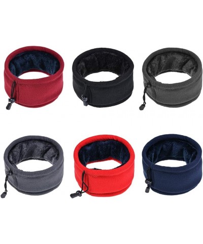 Men Women Fleece Neck Warmer Gaiter Double Layer Plush Lined Thermal Face Scarf Cycling Adjustable Hat Band Navy Blue $6.55 S...