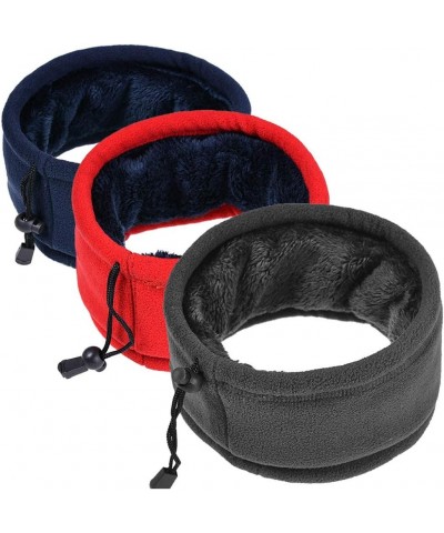 Men Women Fleece Neck Warmer Gaiter Double Layer Plush Lined Thermal Face Scarf Cycling Adjustable Hat Band Navy Blue $6.55 S...