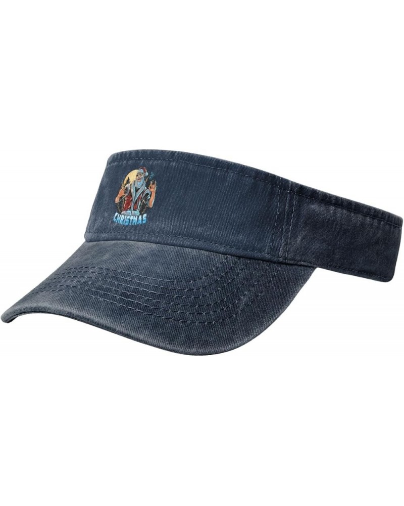 Santa Wearing Sunglasses Sun Visor Hats for Women Men Adjustable Sports Sun Hats Golf Cap Navy Blue $14.78 Visors