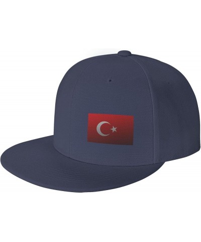 Flag of Turkey Snapback Hat Baseball Cap for Men Women Hip Hop Style Flat-Brimmed Hats Navy Blue $13.13 Baseball Caps