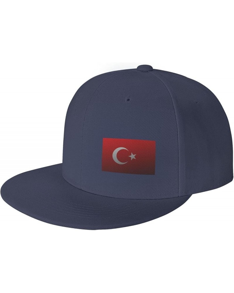 Flag of Turkey Snapback Hat Baseball Cap for Men Women Hip Hop Style Flat-Brimmed Hats Navy Blue $13.13 Baseball Caps