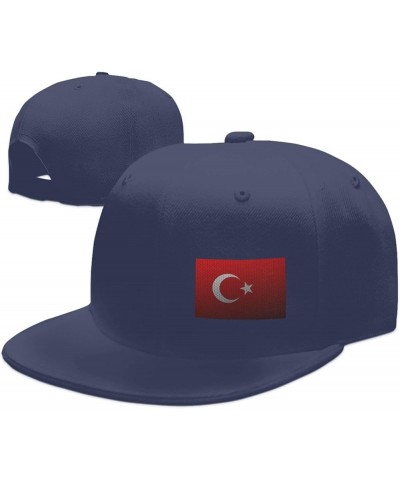 Flag of Turkey Snapback Hat Baseball Cap for Men Women Hip Hop Style Flat-Brimmed Hats Navy Blue $13.13 Baseball Caps