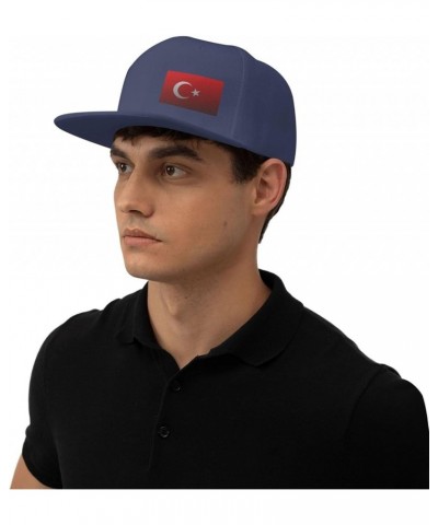 Flag of Turkey Snapback Hat Baseball Cap for Men Women Hip Hop Style Flat-Brimmed Hats Navy Blue $13.13 Baseball Caps