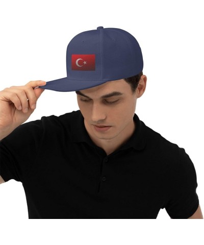 Flag of Turkey Snapback Hat Baseball Cap for Men Women Hip Hop Style Flat-Brimmed Hats Navy Blue $13.13 Baseball Caps