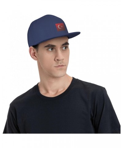 Flag of Turkey Snapback Hat Baseball Cap for Men Women Hip Hop Style Flat-Brimmed Hats Navy Blue $13.13 Baseball Caps