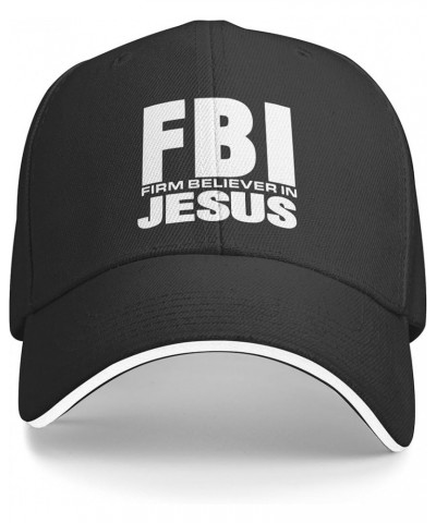 FBI-Firm Believer in Jesus Hat Christ Christian Hat for Men Women Adjustable Baseball Cap Trucker Hat Black $8.79 Baseball Caps