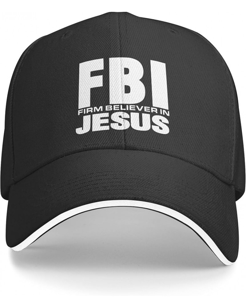 FBI-Firm Believer in Jesus Hat Christ Christian Hat for Men Women Adjustable Baseball Cap Trucker Hat Black $8.79 Baseball Caps