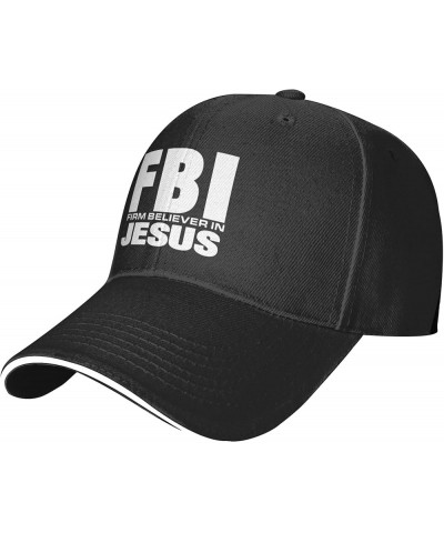 FBI-Firm Believer in Jesus Hat Christ Christian Hat for Men Women Adjustable Baseball Cap Trucker Hat Black $8.79 Baseball Caps