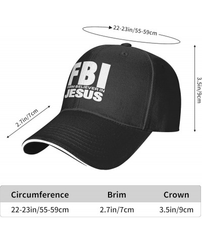 FBI-Firm Believer in Jesus Hat Christ Christian Hat for Men Women Adjustable Baseball Cap Trucker Hat Black $8.79 Baseball Caps