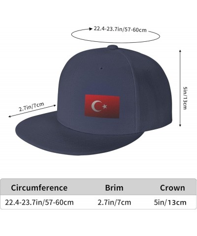 Flag of Turkey Snapback Hat Baseball Cap for Men Women Hip Hop Style Flat-Brimmed Hats Navy Blue $13.13 Baseball Caps