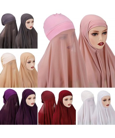 Women Soft Scarves Solid Color Hijab For Head Scarf Long Wrap Plain Shawl Decorations Islamic Headscarf A $8.47 Scarves