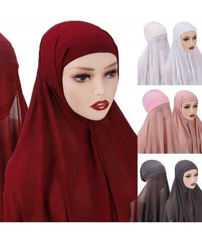 Women Soft Scarves Solid Color Hijab For Head Scarf Long Wrap Plain Shawl Decorations Islamic Headscarf A $8.47 Scarves