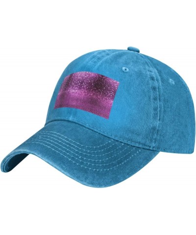 Sparkling Purple Glitter Print Trucker Sports Hat Soccer Hat Adjustable Baseball Caps Hats Casual Hat Sun Cap Blue $14.67 Bas...