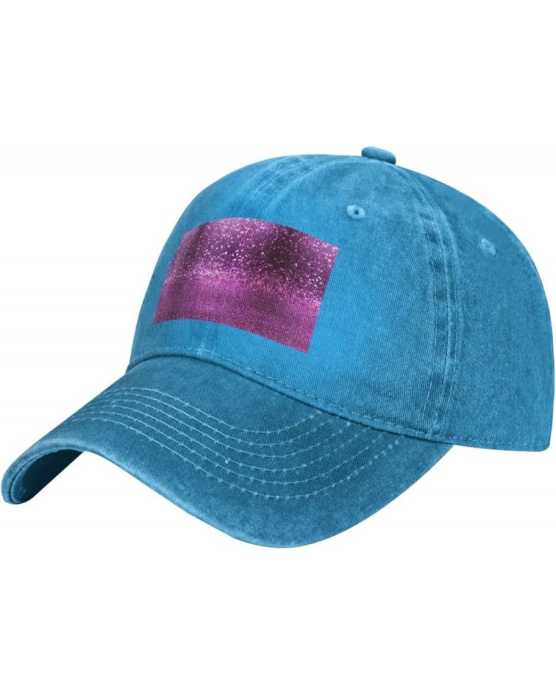 Sparkling Purple Glitter Print Trucker Sports Hat Soccer Hat Adjustable Baseball Caps Hats Casual Hat Sun Cap Blue $14.67 Bas...