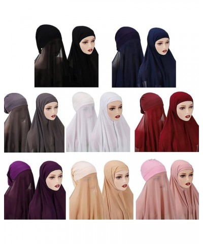 Women Soft Scarves Solid Color Hijab For Head Scarf Long Wrap Plain Shawl Decorations Islamic Headscarf A $8.47 Scarves