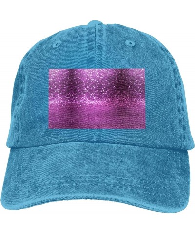 Sparkling Purple Glitter Print Trucker Sports Hat Soccer Hat Adjustable Baseball Caps Hats Casual Hat Sun Cap Blue $14.67 Bas...