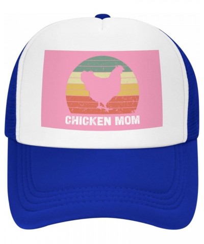 Chicken Mom Mesh Cap Chicken-Mama Mesh Hat Men Women Baseball Cap Trucker Hat Sports Hat Blue $10.99 Baseball Caps